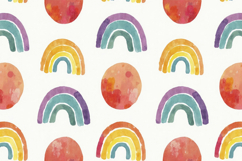Watercolor Rainbow and Circle Pattern Background Wallpaper Product Image 1