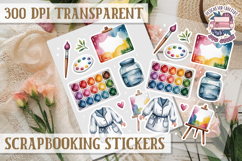 Scrapbooking sticker sheet Cute Funny PNG Watercolor School Product Image 1