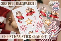 Christmas Watercolor Sticker Sheet Winter Cute Holiday PNG Product Image 1
