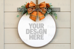 Autumn Round Wood Sign Mockup - Door Wood Sign Product Image 1