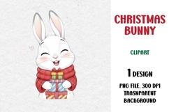 Christmas Bunny, Cute Clipart Product Image 1