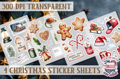Christmas Watercolor Sticker Sheet Winter 4 PNG Product Image 1