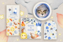 Watercolor Space Animals Clipart Cosmic Safari Set. Patterns Product Image 15