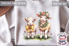 Cute Bunny and Lamb Spring Sublimation Design PNG Easter Product Image 1