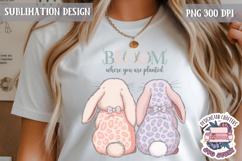 Cute Bunnies Spring Sublimation Design PNG Easter Hoop bunny Product Image 1