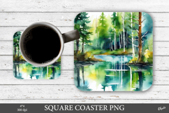 Woodland Coaster PNG. Square Coaster PNG Product Image 1