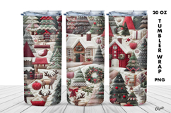 Winter Tumbler Wrap PNG, Patchwork Sublimation PNG Product Image 1