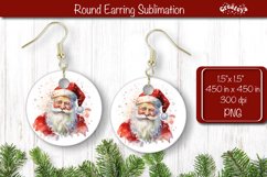 Christmas Round Earring Santa Sublimation Designs Christmas Product Image 1