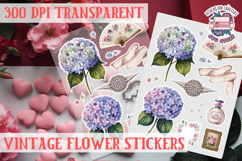 Vintage flowers sticker sheet Spring Botanical PNG Product Image 1