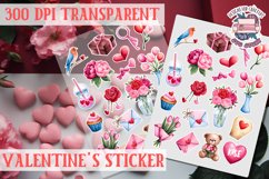 Love sticker Sheet Valentine Day Lovers Funny Heart PNG Product Image 1