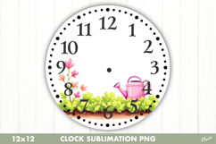 Spring Clock Sublimation. Garden Clock Design PNG Product Image 1