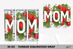 Strawberry Mom Tumbler PNG, 20 OZ Tumbler Wrap Product Image 1