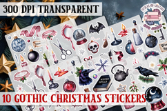 Gothic Christmas Watercolor Sticker Sheet Winter Scary PNG Product Image 1