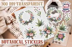 Botanical sticker sheet Spring Botanical PNG flowers Product Image 1