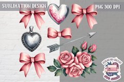 St Valentine’s Coquette Bow PNG Holidays Funny Watercolor Product Image 1