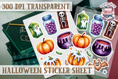 Halloween sticker sheet Creepy Scrapbook PNG Funny Skulls Product Image 1