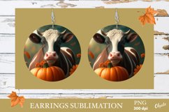 Cow Earrings Round Sublimation. Cow Farmhouse PNG Product Image 1