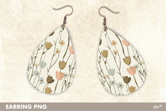Earring Watercolor Sublimation. Easter Earrings Teardrop PNG Product Image 1