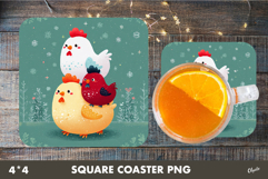 Funny Bird Coaster Sublimation. Christmas Square Coaster Product Image 1