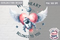 Valentine&#039;s Sublimation Design PNG Cute Space Astronauts Product Image 1