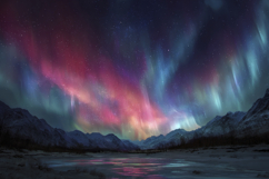 Arctic Aurora and Mountains Background Wallpaper Product Image 1