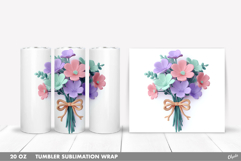 Spring Flower Bouquet Tumbler PNG, 20 OZ Tumbler Sublimation Product Image 1