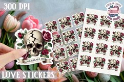 Love sticker Sheet Valentine Day Lovers Gothic Skull PNG Product Image 1