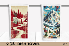 Christmas Dish Towel Sublimation. Winter Forest Sublimation Product Image 1