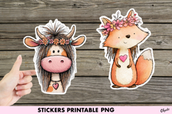 Funny Retro Animal Sticker PNG, Hippie Animal PNG Product Image 1