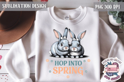 Cute Bunnies Spring Sublimation Design PNG Easter Hoop bunny Product Image 1