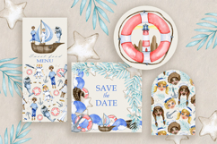 Sea Adventure Watercolor Clipart Boys, Girls, Captain Whale Product Image 15