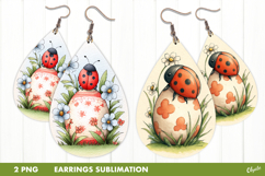 Easter Earring Sublimation, Lady Bug Earring PNG Product Image 1