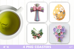 Cute Easter Coaster PNG, Easter Sublimation Design Product Image 1