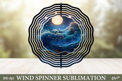 Sea Wind Spinner PNG. Night Sea Sublimation PNG Product Image 1
