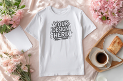 Coffee Rainbow Flatlay T-Shirt Mockup PSD JPG Product Image 1