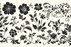 Black and White Floral Pattern Background Wallpaper Product Image 1