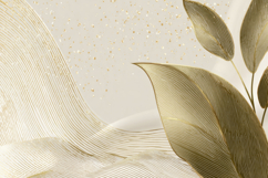 Gold Leaves and Waves Background Wallpaper Product Image 1