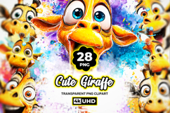 Cute Giraffe Clipart Bundle 28 PNG Transparent BG Product Image 1