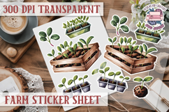 Farm sticker sheet Harvest Scrapbook PNG Vegetables Cozy Product Image 1