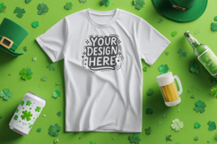 St Patrick Green Flatlay T-Shirt Mockup PSD JPG Product Image 1