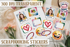 Scrapbooking sticker sheet Cute Funny PNG Watercolor School Product Image 1