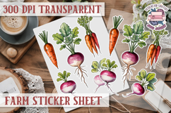 Farm sticker sheet Harvest Scrapbook PNG Vegetables Cozy Product Image 1
