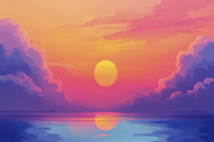 Sunset Over the Ocean Background Wallpaper Product Image 1