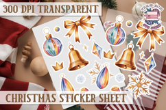 Christmas Watercolor Sticker Sheet Winter Cute Holiday PNG Product Image 1