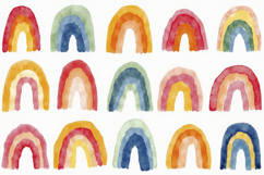 Watercolor Rainbow Pattern on a White Background Wallpaper Product Image 1