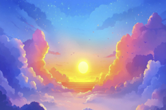 Fluffy Clouds and Sun Background Wallpaper Product Image 1