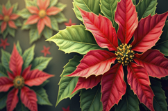 Poinsettia Flowers Background Wallpaper Product Image 1