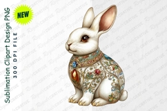 Ornamental White Rabbit With Jewels And Floral PNG Product Image 1