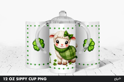 Sippy Cup Sublimation. Kids St Patrick’s Day Tumbler PNG Product Image 1