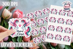 Love sticker Sheet Valentine Day Cute Animals Quote PNG Product Image 1